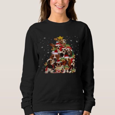 Basset Hound Christmas Tree Lights Dog Xmas Sweatshirt