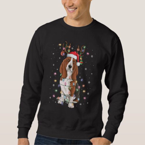 Basset Hound Christmas Tree Lights Pajama Dog  Xma Sweatshirt