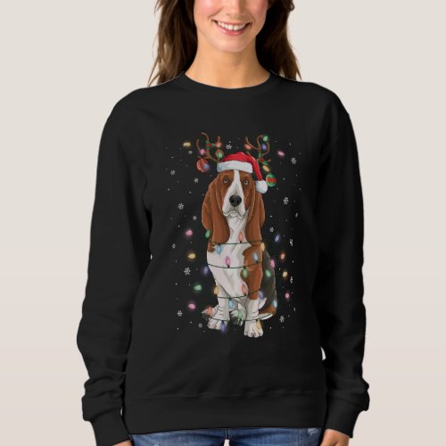 Basset Hound Christmas Tree Lights Pajama Dog  Xma Sweatshirt