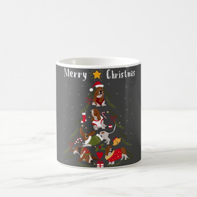 Basset Hound Christmas Tree Xmas Dog Lover Coffee Mug (Center)
