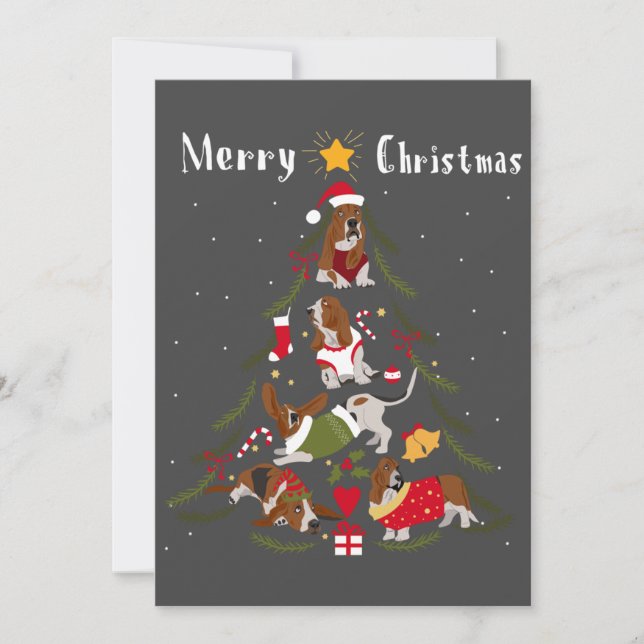 Basset Hound Christmas Tree Xmas Dog Lover Invitation (Front)