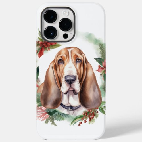 Basset Hound Christmas Wreath Festive Pup  Case_Mate iPhone 14 Pro Max Case