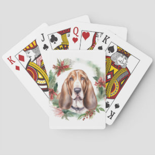 Basset Hound Christmas Wreath Festive Pup  Poker Cards