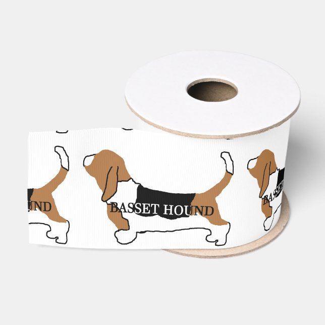 Basset Hound color name silhouette Grosgrain Ribbon (Spool)