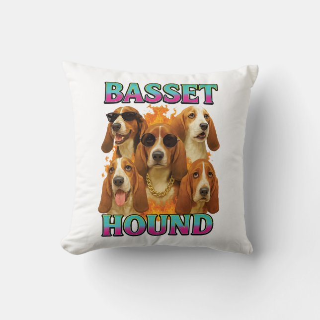 Basset Hound Copy Throw Pillow (Front)