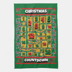 Basset Hound Countdown Christmas Advent Calendar Kitchen Towel