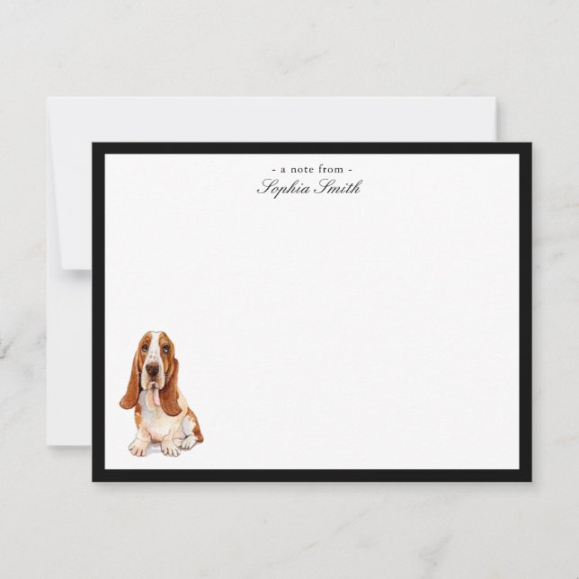 Basset Hound Custom Flat Thank You Notes (Front)