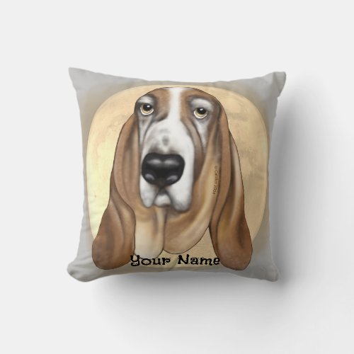  Basset Hound custom name Throw Pillow