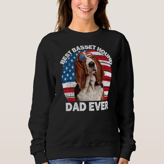 Basset Hound Dad American Flag Basset Hound  Patri Sweatshirt (Front)
