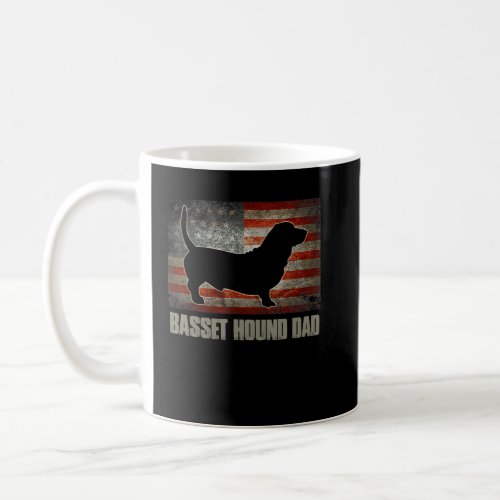 Basset Hound Dad Vintage American Flag Patriotic  Coffee Mug