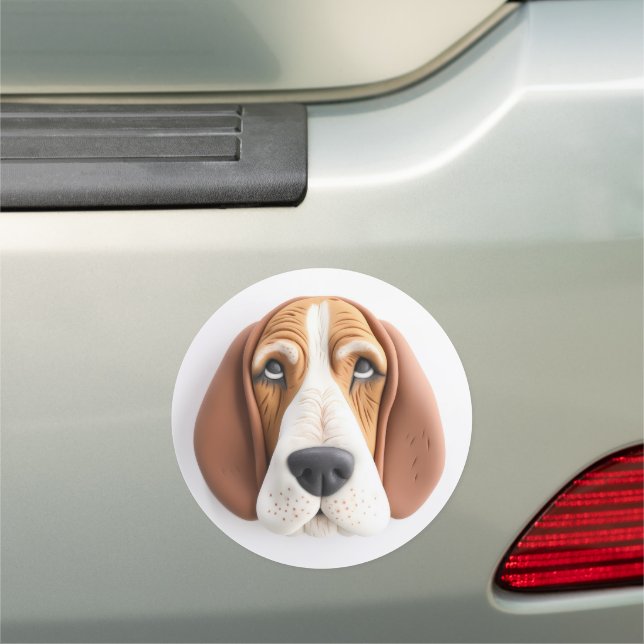 Basset Hound Dog 3D Inspired Car Magnet (In Situ)