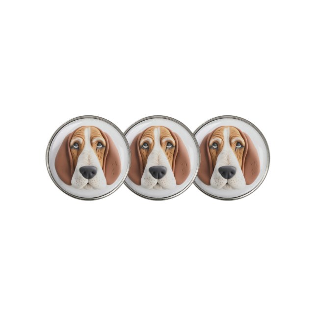 Basset Hound Dog 3D Inspired Golf Ball Marker (3 Up)