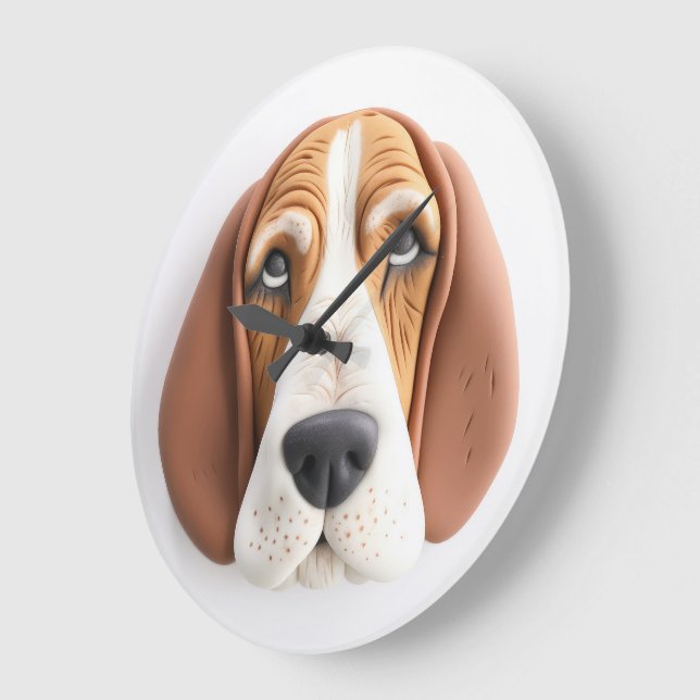 Basset Hound Dog 3D Inspired Large Clock (Angle)
