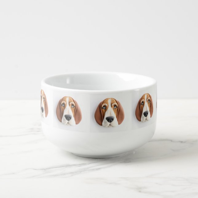 Basset Hound Dog 3D Inspired Soup Mug (Front)