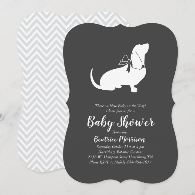 Basset Hound Dog Baby Shower Gender Neutral Invitation (Front/Back)