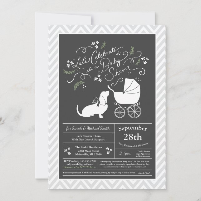 Basset Hound Dog Baby Shower Gender Neutral Invitation (Front)