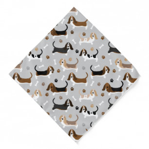 Basset Hound Dog Bones and Paws Bandana