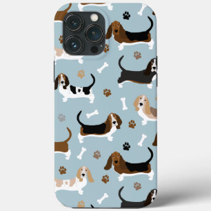 Basset Hound Dog Bones and Paws iPhone 13 Pro Max Case