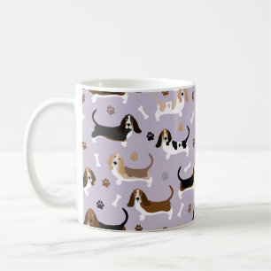 Basset Hound Dog Bones and Paws Coffee Mug