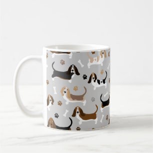 Basset Hound Dog Bones and Paws Coffee Mug