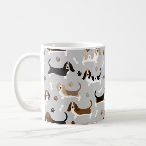 Basset Hound Dog Bones and Paws  Coffee Mug