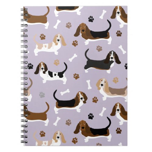 Basset Hound Dog Bones and Paws Notebook