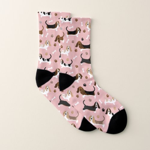 Basset Hound Dog Bones and Paws Socks