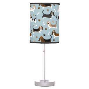 Basset Hound Dog Bones and Paws Table Lamp