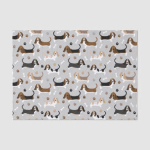 Basset Hound Dog Bones and Paws Tissue Paper