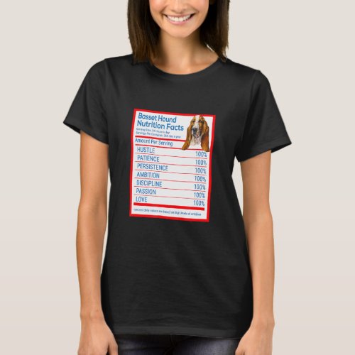Basset Hound Dog Breed Owner Funny Nutrition Facts T_Shirt