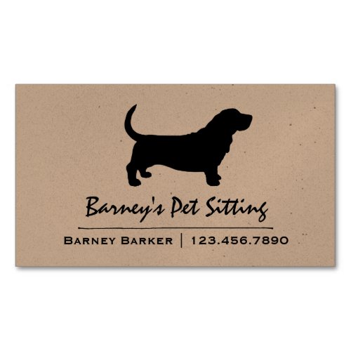 Basset Hound Dog Breed Silhouette Business Card Magnet