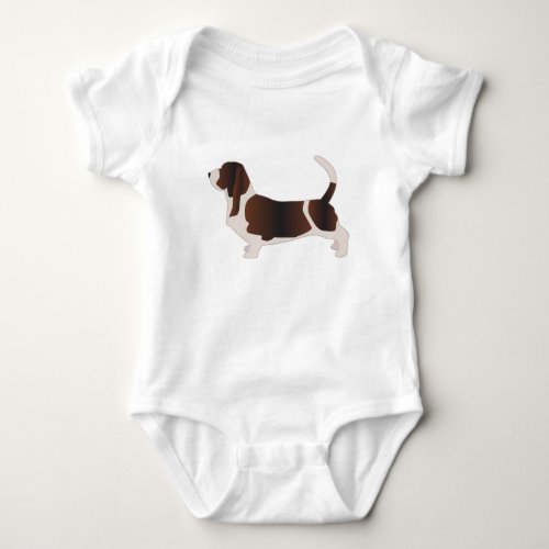 Basset Hound Dog Breed Silhouette Illustration Baby Bodysuit
