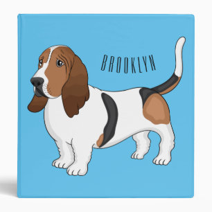 Basset hound dog cartoon illustration 3 ring binder