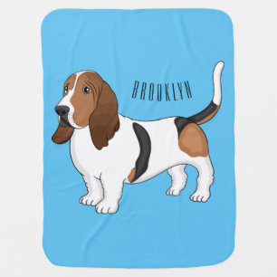 Basset hound dog cartoon illustration  baby blanket