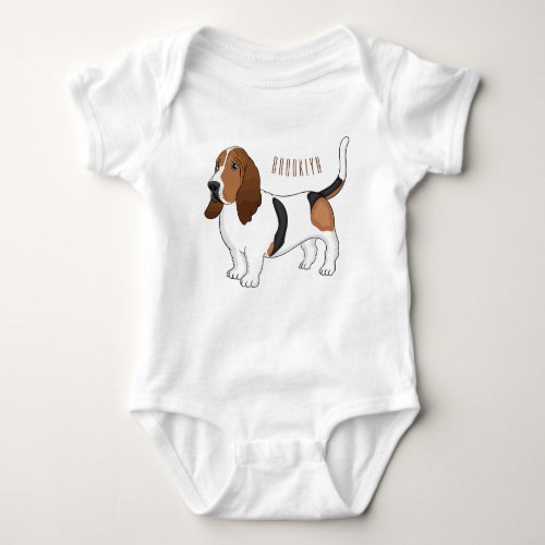 Basset hound dog cartoon illustration baby bodysuit
