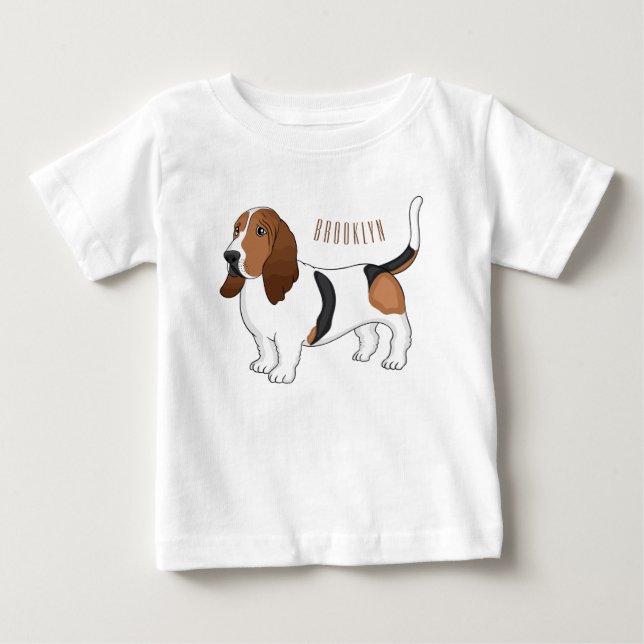 Basset hound dog cartoon illustration  baby T-Shirt (Front)