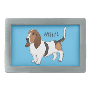 Basset hound dog cartoon illustration belt buckle