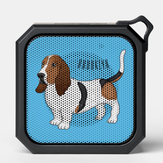 Basset hound dog cartoon illustration  bluetooth speaker (Front)