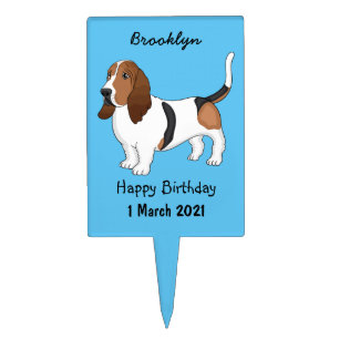 Basset hound dog cartoon illustration cake topper