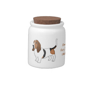 Basset hound dog cartoon illustration candy jar