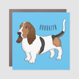 Basset hound dog cartoon illustration  car magnet