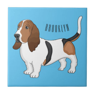 Basset hound dog cartoon illustration ceramic tile