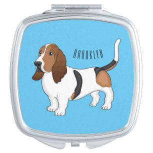 Basset hound dog cartoon illustration compact mirror