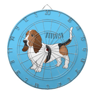 Basset hound dog cartoon illustration  dart board