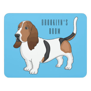 Basset hound dog cartoon illustration door sign