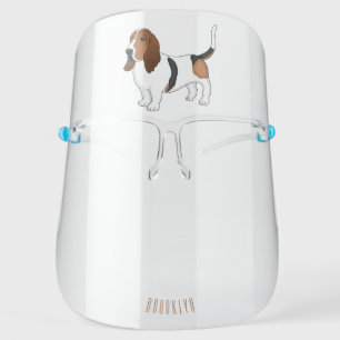 Basset hound dog cartoon illustration face shield
