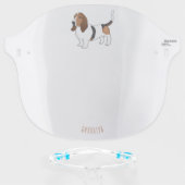 Basset hound dog cartoon illustration face shield (Front w/Glasses)
