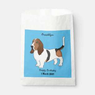 Basset hound dog cartoon illustration favor bag