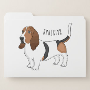 Basset hound dog cartoon illustration file folder