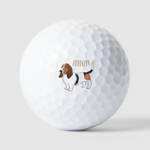 Basset hound dog cartoon illustration  golf balls